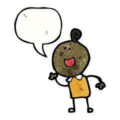 cartoon happy man with speech bubble