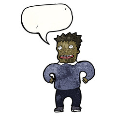 cartoon happy man with speech bubble