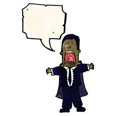 cartoon vampire with speech bubble