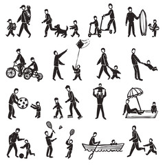 Family Activity Sketch Icon Set 