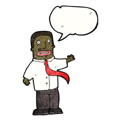 cartoon businessman with speech bubble