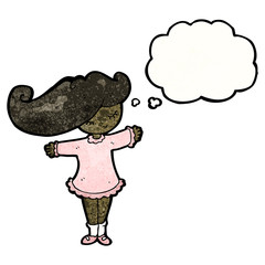 cartoon girl with thought bubble