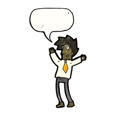 cartoon happy man with speech bubble