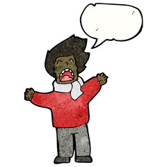 cartoon shouting in wind man