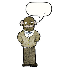 cartoon old man with speech bubble