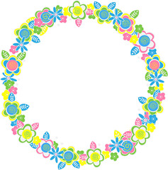 vector round frame of flowers