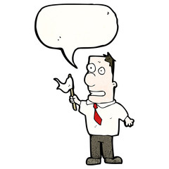 cartoon man waving white flag