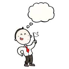 cartoon office man waving white flag