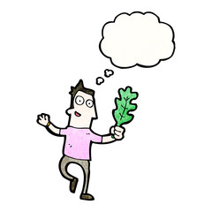 cartoon man with leaf