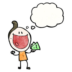 happy man with cash cartoon