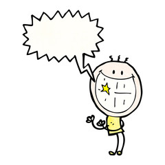 grinning doodle man cartoon