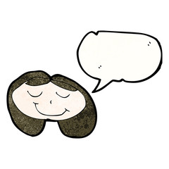 child's drawing of a happy girl with speech bubble