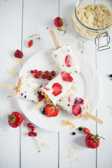 Popsicles with fruits ice cream