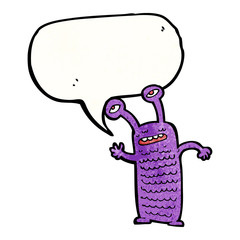cartoon alien with speech bubble