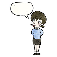 cartoon woman with speech bubble