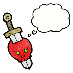 sword in skull cartoon
