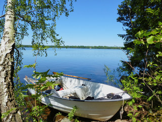Fishing Boat at lake Mien, Sweden