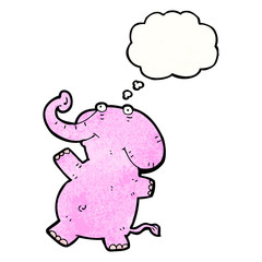 Fototapeta premium cartoon elephant with thougth bubble
