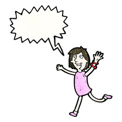 joyful woman cartoon