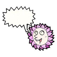 cartoon flower with face