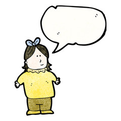 cartoon fat girl with speech bubble
