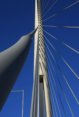 Fototapeta na wymiar Details of Ada bridge tower in Belgrade, Serbia