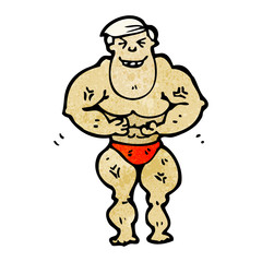 cartoon body builder man