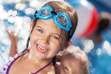 Pool, swim, kid.
