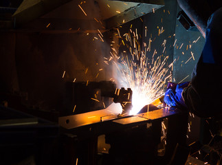 The working in Welding skill up. (Manufacturing of car)