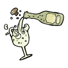 cartoon pouring champagne