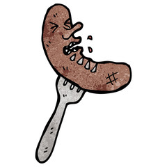 cartoon sausage on fork
