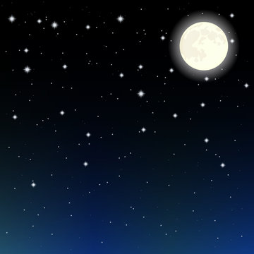 starry sky and the moon