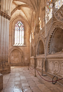 Interior of the famous abbey of Batalha, Portugal