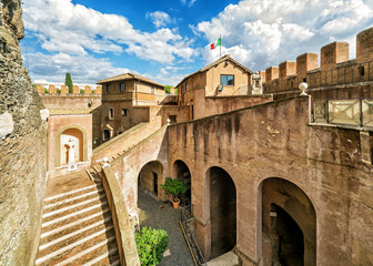 Inside medieval castle Castel Sant`Angelo in Rome, Italy