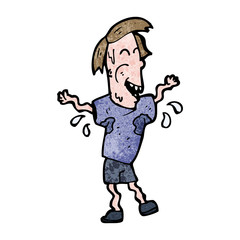 cartoon man sweating