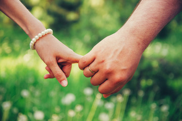 Hands of loving couple