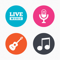 Musical elements icon. Microphone, Music note.