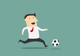Businessman player running with the ball