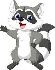 Cute raccoon cartoon waving - 86970458