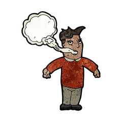 cartoon man with smokers breath
