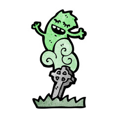 cartoon ghost rising from grave