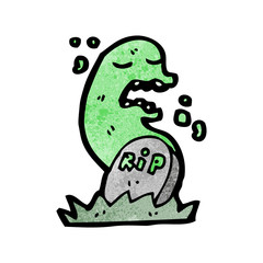 cartoon ghost rising from grave