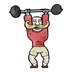 cartoon circus strong man lifting weights