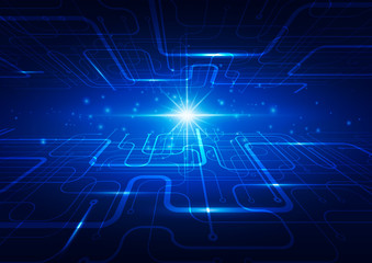 Obraz premium Abstract Technology Blue Background with Bright Flare