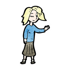 cartoon waving girl