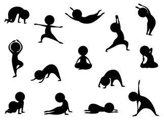 Set of yoga poses silhouettes
