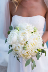 bridal bouquet of white peonies