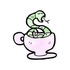 cartoon snake in tea cup