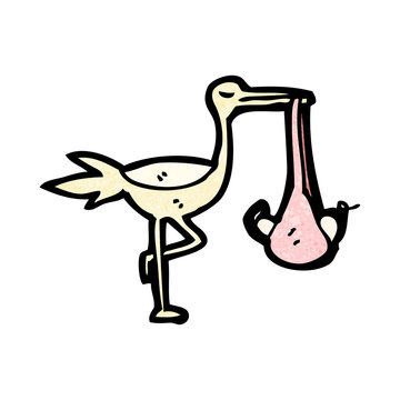 stork with baby cartoon