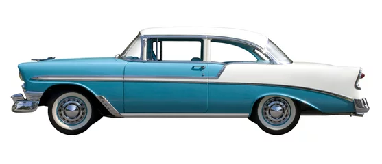 Peel and stick wall murals Vintage cars Aqua Bel-Air Vintage Automobile against White Background